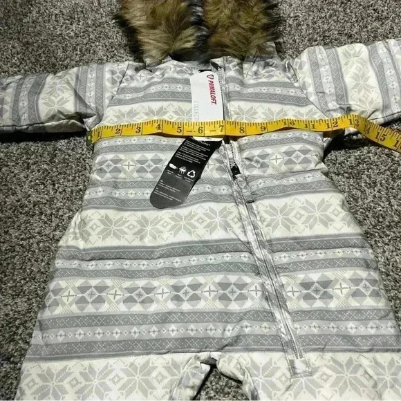 Lands End Kids Baby 0-3 Months Snow Suit Hood Puffer Gray Nordic Jacket Coat NWT - Picture 11 of 13